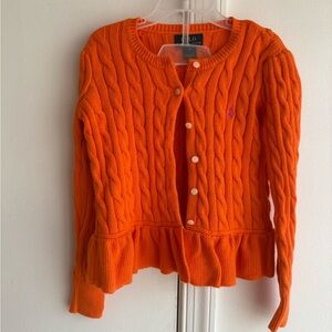 Polo Ralph Lauren Cable Knit  Cardigan Ruffle bottom